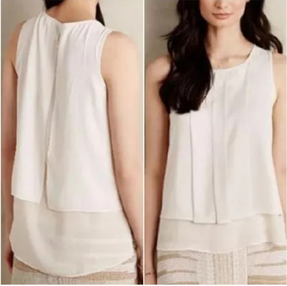 Anthropologie HD in Paris Sleeveless Ivory Blouse.  Double Layered. Like New! - Picture 11 of 11